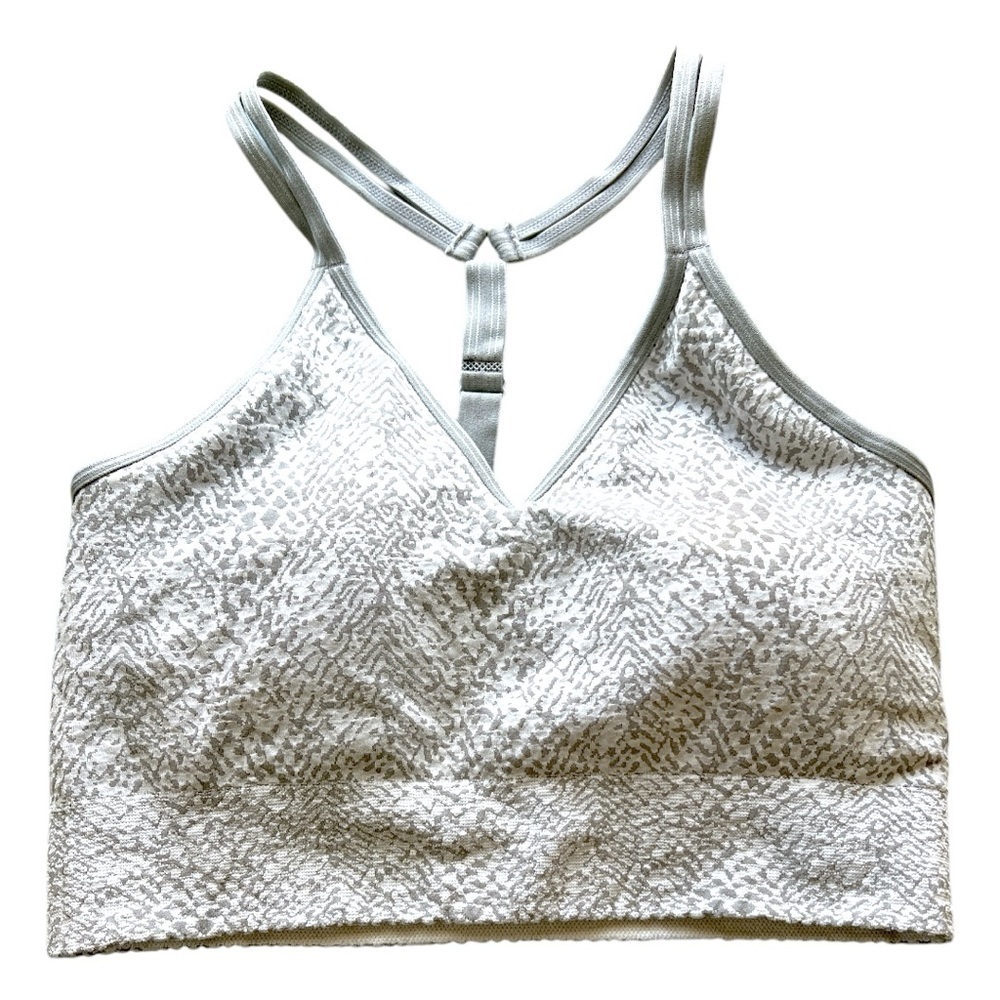 RBX Grey White Printed Adjustable T Strap Sports Bra Size Medium